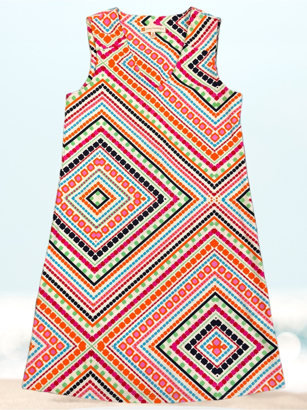 Jude Connally XS Colorful Geometric Shift Dress Mod Sleeveless USA Made